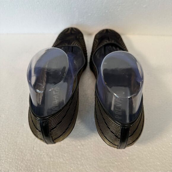 Prevata Mesh Womens 9 Shoes Black Gold Slip On Made in Italy 1-1/4 Platform Heel - Picture 6 of 11